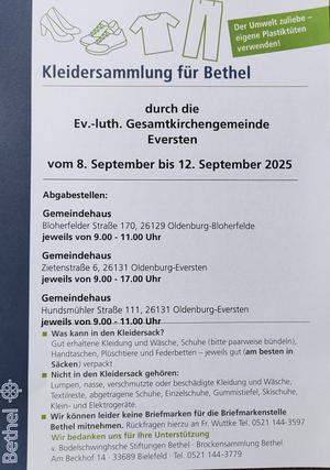 Kleidersammlung Bethel 2025